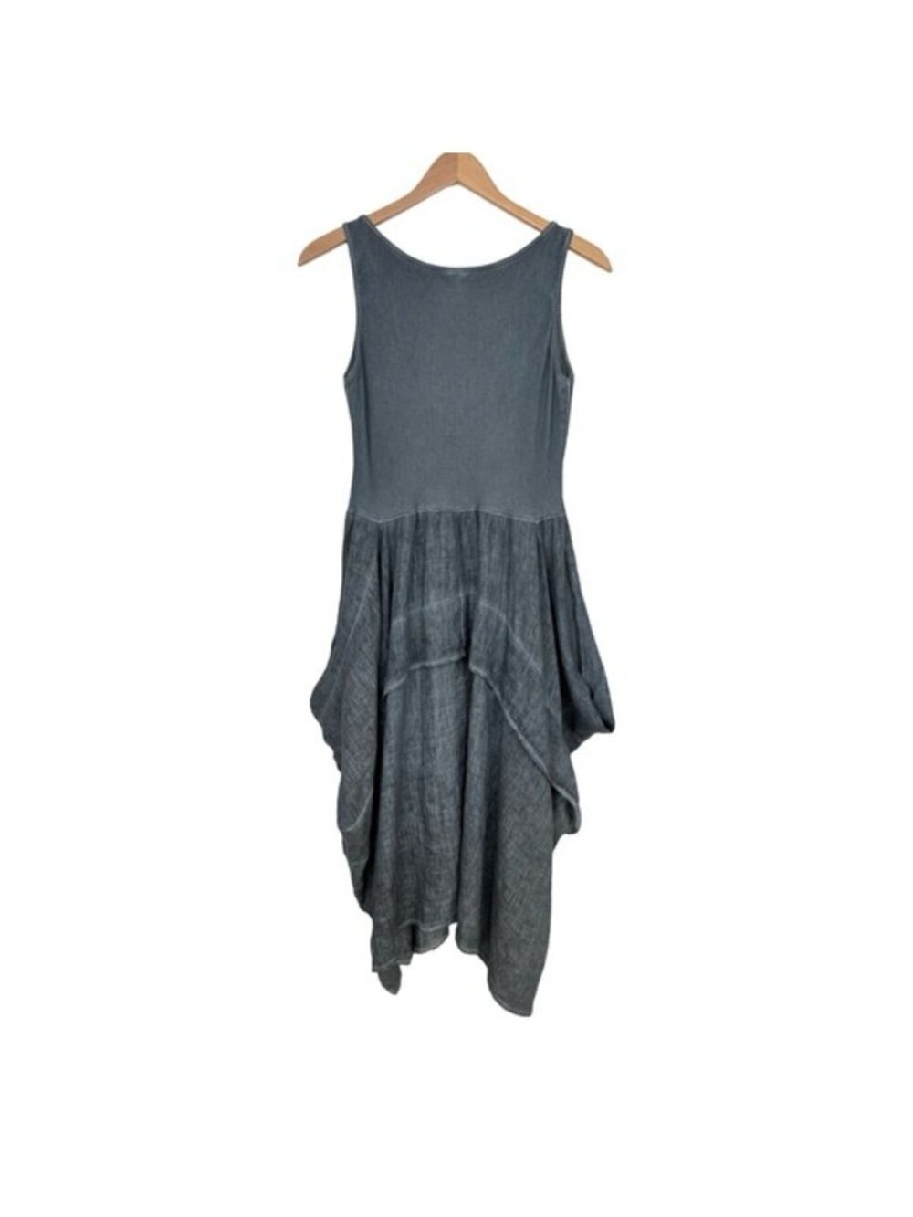 INIZIO Italy Linen Blend Midi Sleeveless Dress Lagenlook Boho Peasant Size M - Picture 4 of 5